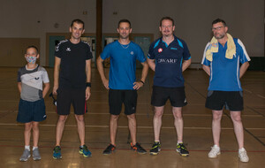 Tournoi d'été 2020 n°3 - podium moins de 1000 de G à D : 1er Milan Pilate, 3ème Julien Cosnard, 2ème Damien Pellegrin, président PPC Pérols Jérôme Porchaire, 4ème Eric Perrotin