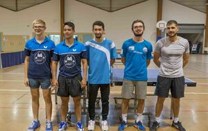 Tournoi n°5 - podium + de 1000 points : de G à D 1er Lebrun Félix(Montpellier), 2ème Cova Laurent(Montpelliert), Raynaud Mehdi(animateur tournoi), 3ème Bonnal Fabien(Montpellier) , 4ème Bonifazi Jeremy(Venelles)