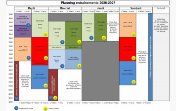 Le planning des entrainements 26/27 publié !