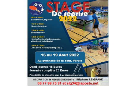 STAGE JEUNES 16 au 19 Aout 2022