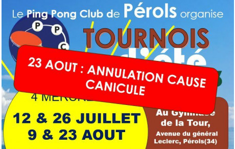 ANNULATION TOUNOI PEROLS 23 AOUT